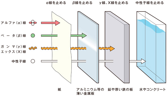 放射線の種類と透過力