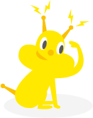 頭に前足をあてているでんき犬のイラスト