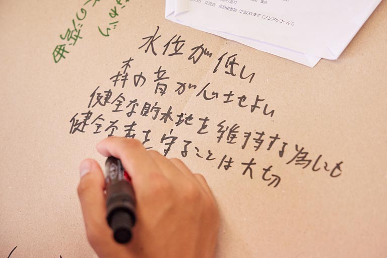 班に分かれこれまでの体験で感じたことを振り返り