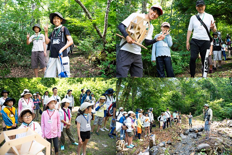 足元に気を付けて、ダムづくり・水力発電実験スタート！