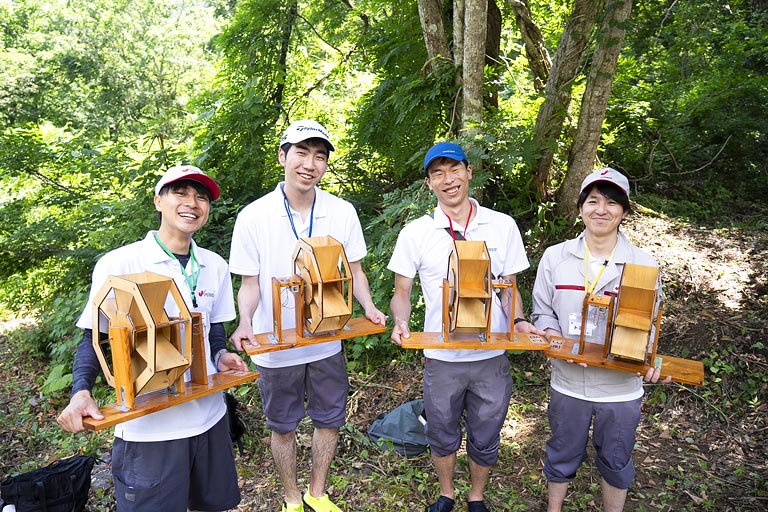 4グループにそれぞれリーダーとして配置されたJ-POWERの皆さん（左から、「まっすー」「かがやん」「タロー」「トミー」）