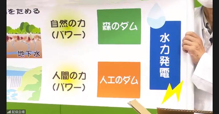 水力発電は「森のダム」と「人工のダム」で成り立っています。