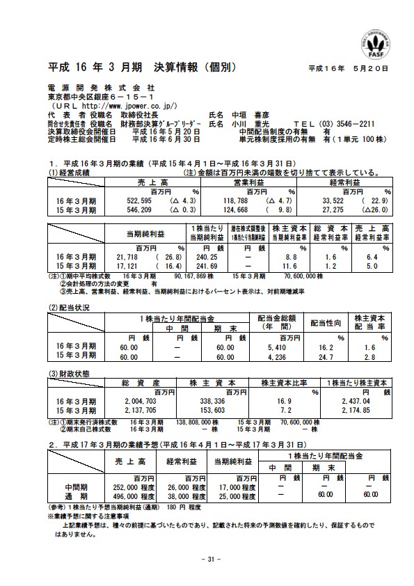 平成16年3月期 決算要旨 P33