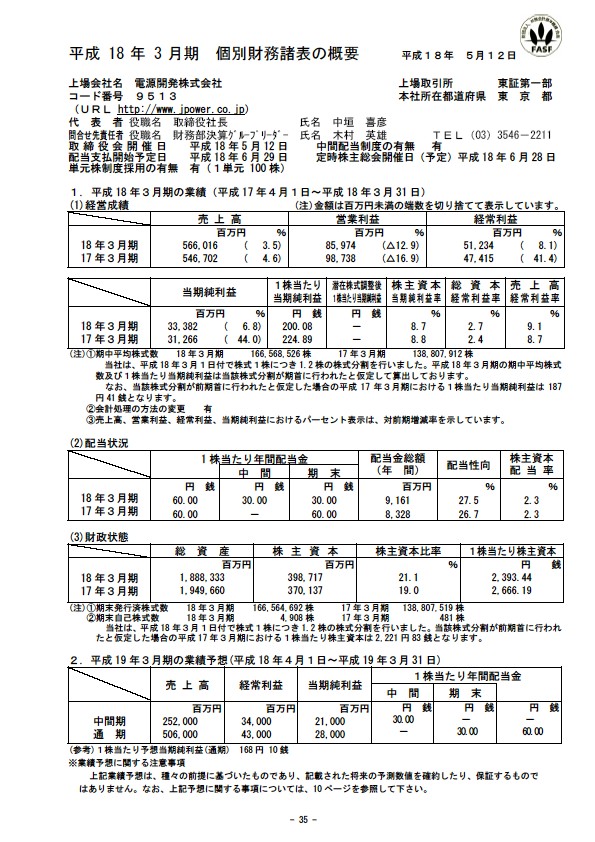 平成18年3月期 決算要旨 P37