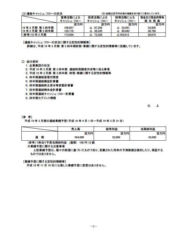 平成19年3月期 第3四半期財務・業績の概況 P4