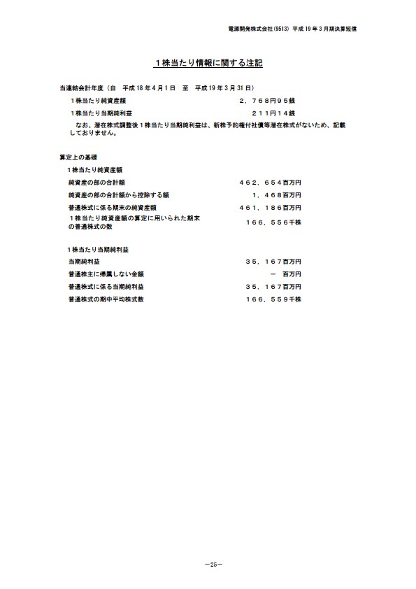 平成19年3月期決算要旨