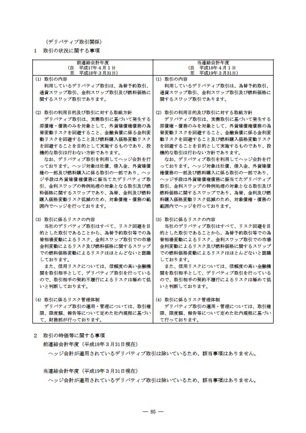 平成18年度 有価証券報告書