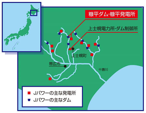 糠平ダム　位置図