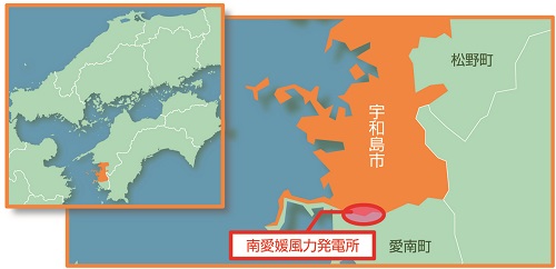 南愛媛風力発電所位置図