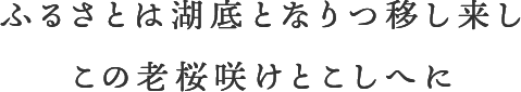 ふるさとは湖底となりつ移し来しこの老桜咲けとこしへに